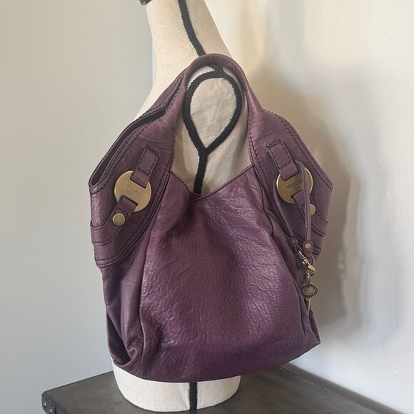 Fossil Handbags - Fossil FIFTY FOUR VINTAGE Hobo Purple Plum Leather Handbag Shoulder Bag Slouchy